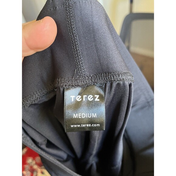 Terez Black Leggings With Ankle Squiggles Relaxed Fit Comfort Women Medium - Picture 6 of 7